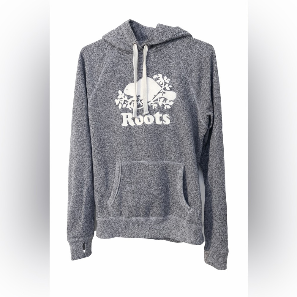Roots Grey Beaver Logo Cabin Hoodie | Size SP